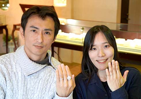 H＆I様 (プラチナ 猫と彫刻の結婚指輪)